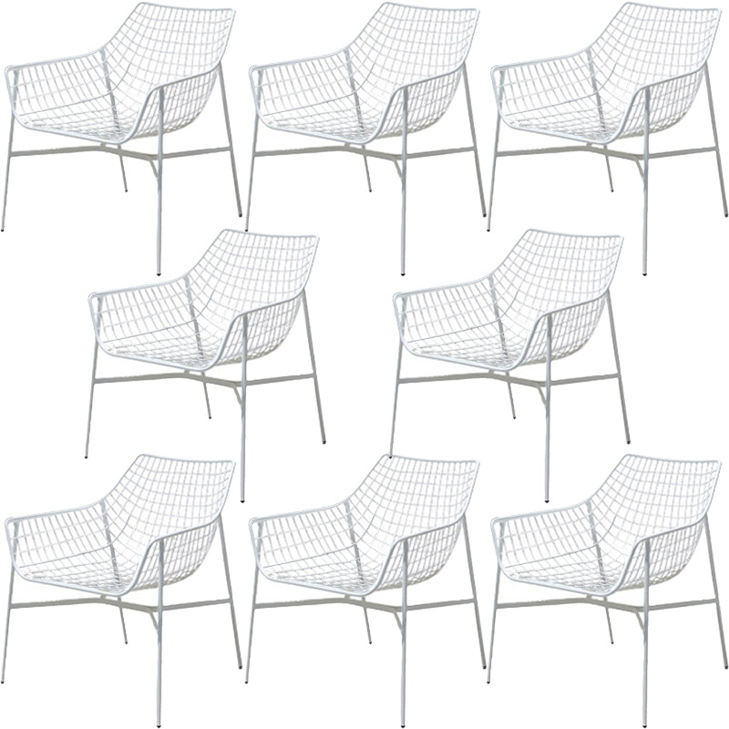 Modern Dining Side Chair Iron Removable Cushion Outdoor Bistro Chairs