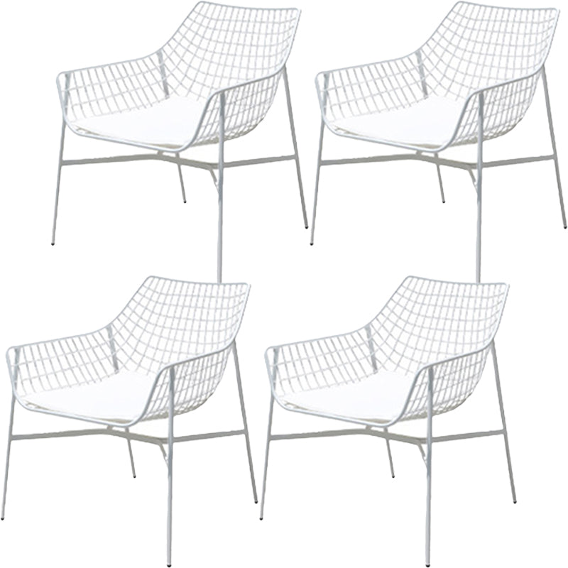 Modern Dining Side Chair Iron Removable Cushion Outdoor Bistro Chairs