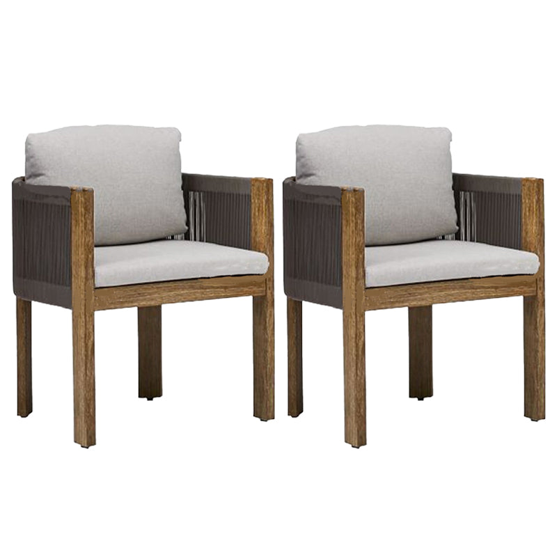 Modern Patio Dining Chair Solid Wood Outdoor Bistro Chairs with Arm