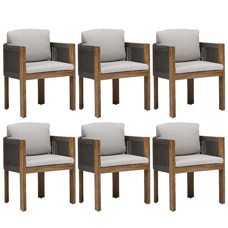 Modern Patio Dining Chair Solid Wood Outdoor Bistro Chairs with Arm