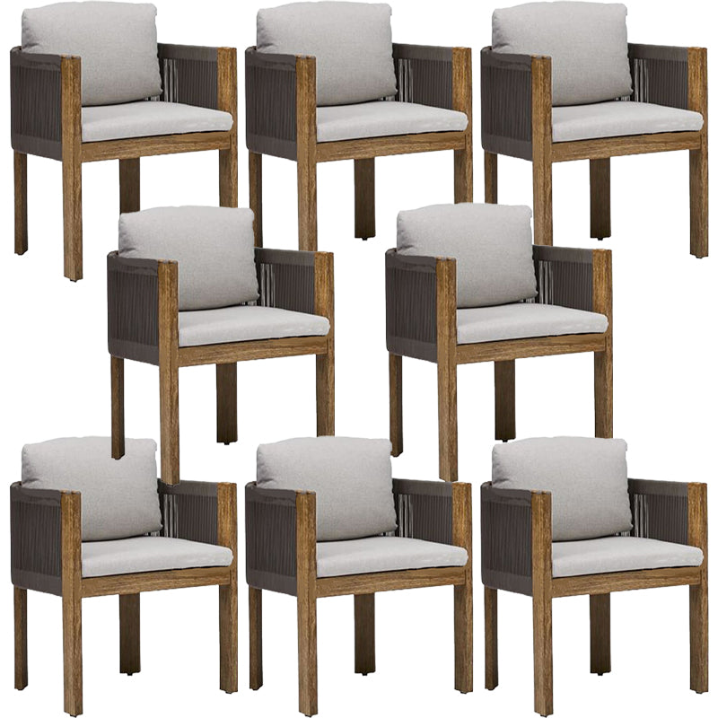 Modern Patio Dining Chair Solid Wood Outdoor Bistro Chairs with Arm