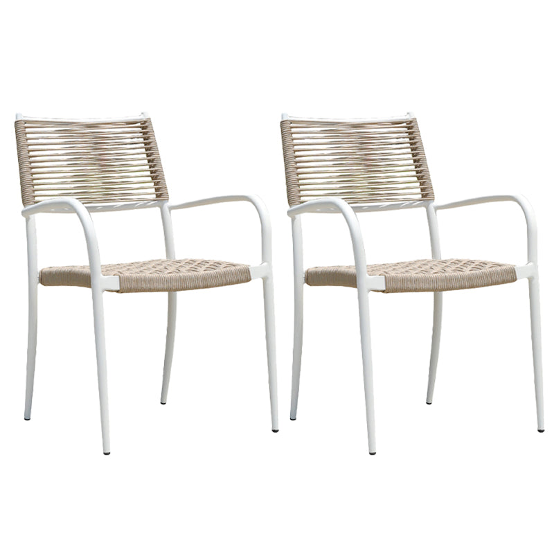 Stacking Dining Side Chair Aluminum Outdoor Bistro Chairs with Arm