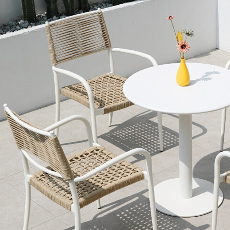 Stacking Dining Side Chair Aluminum Outdoor Bistro Chairs with Arm