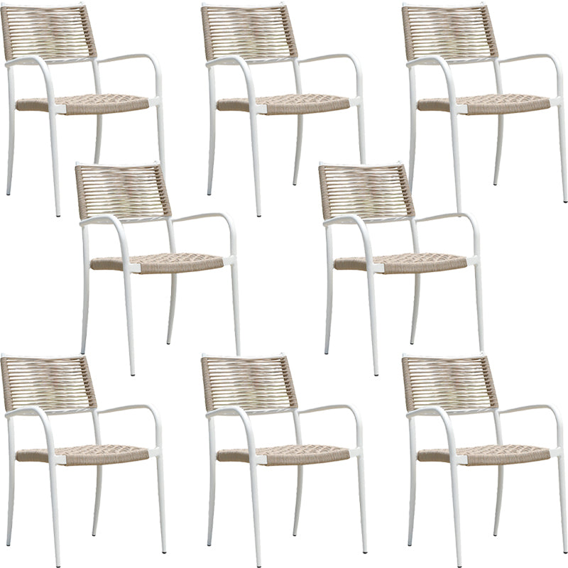 Stacking Dining Side Chair Aluminum Outdoor Bistro Chairs with Arm