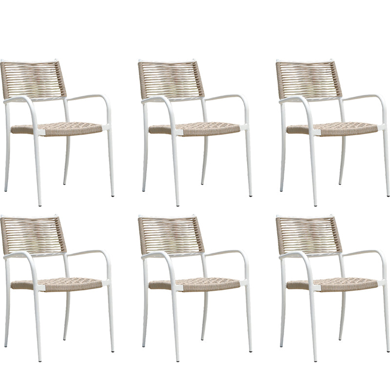 Stacking Dining Side Chair Aluminum Outdoor Bistro Chairs with Arm