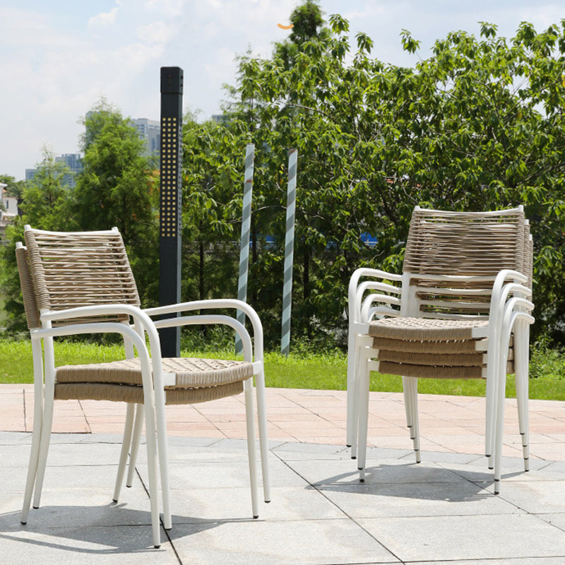 Stacking Dining Side Chair Aluminum Outdoor Bistro Chairs with Arm