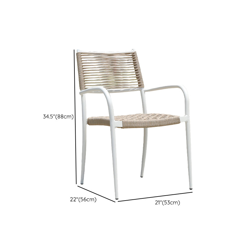 Stacking Dining Side Chair Aluminum Outdoor Bistro Chairs with Arm