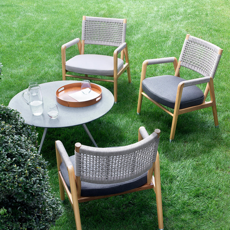 Modern Dining Side Chair Solid Wood Outdoor Bistro Chairs with Arm