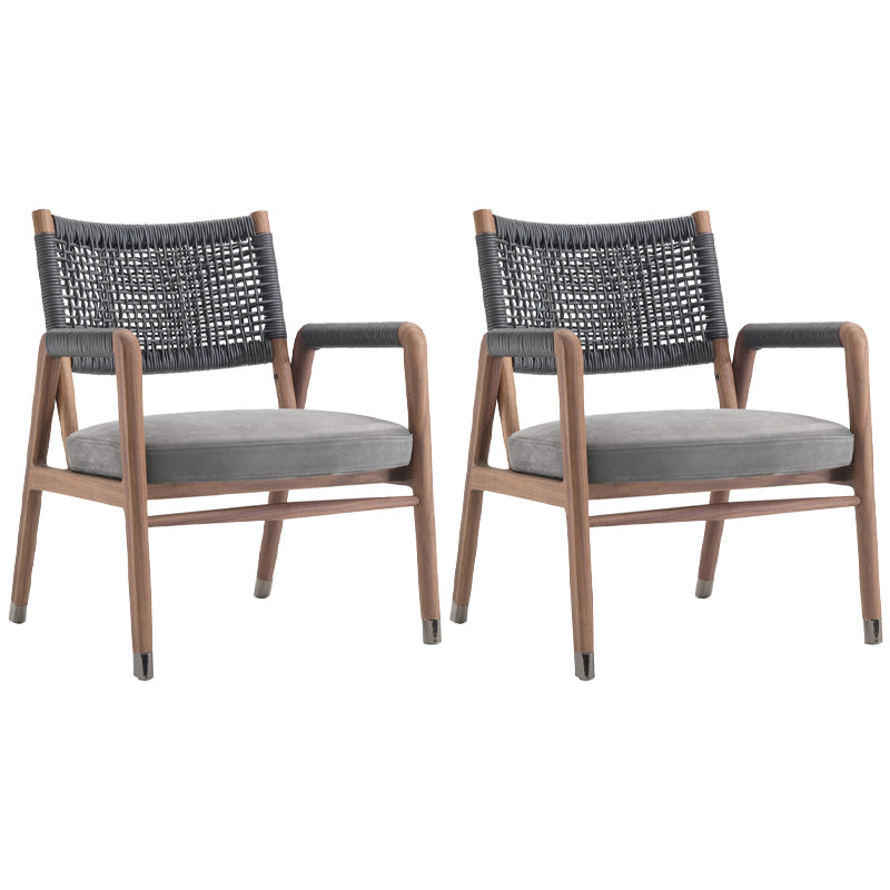 Modern Dining Side Chair Solid Wood Outdoor Bistro Chairs with Arm