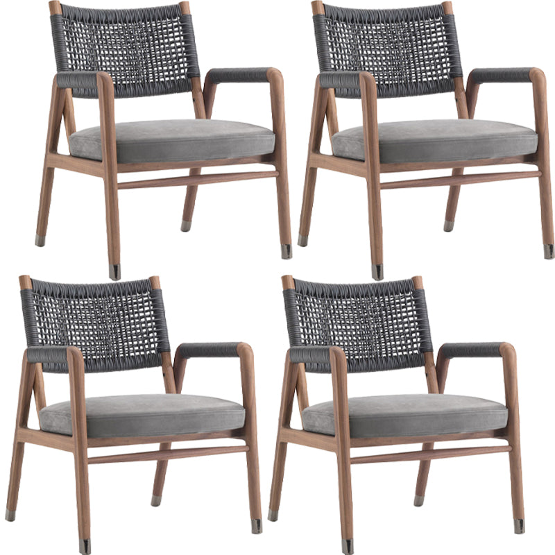 Modern Dining Side Chair Solid Wood Outdoor Bistro Chairs with Arm