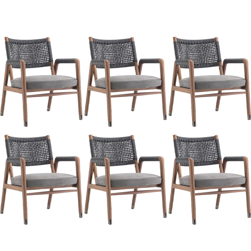 Modern Dining Side Chair Solid Wood Outdoor Bistro Chairs with Arm