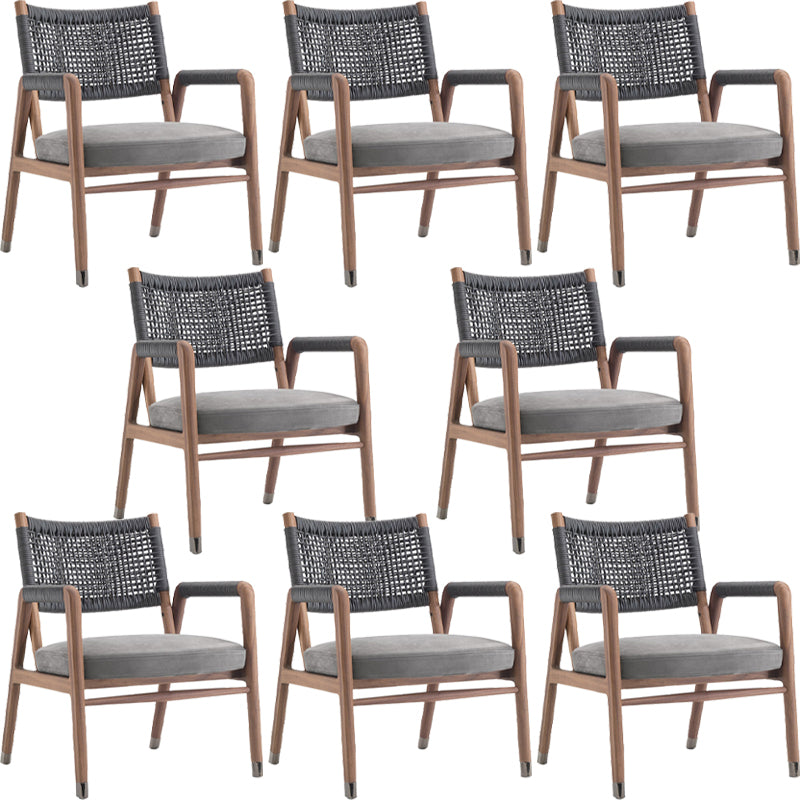 Modern Dining Side Chair Solid Wood Outdoor Bistro Chairs with Arm