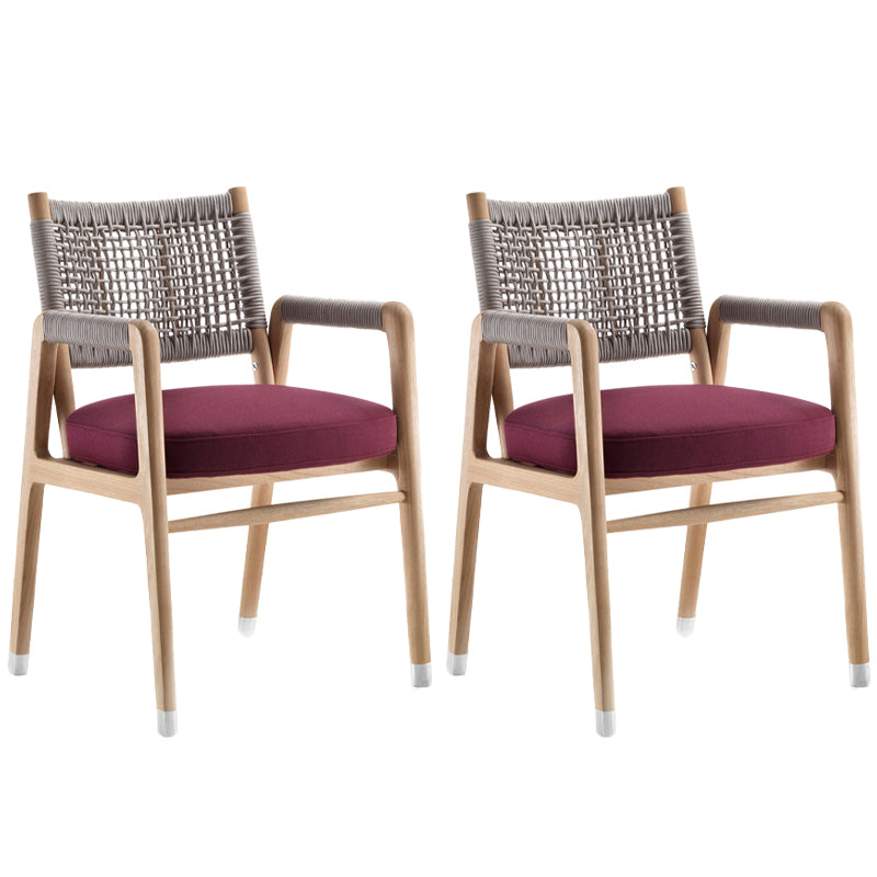 Modern Dining Side Chair Solid Wood Outdoor Bistro Chairs with Arm