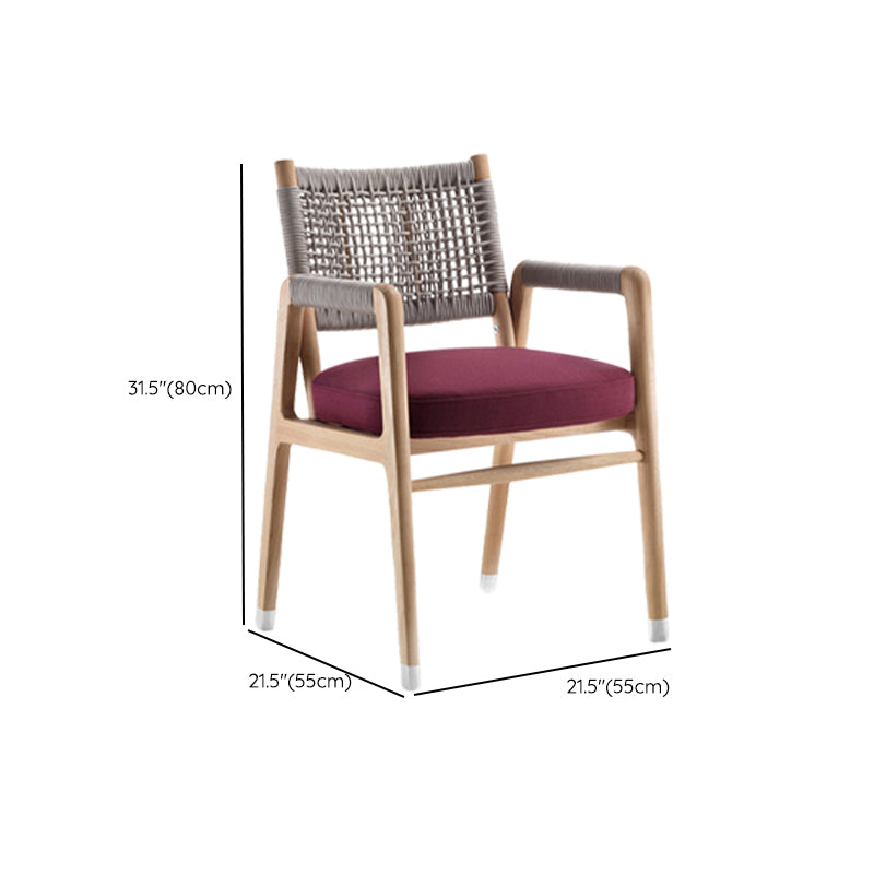 Modern Dining Side Chair Solid Wood Outdoor Bistro Chairs with Arm