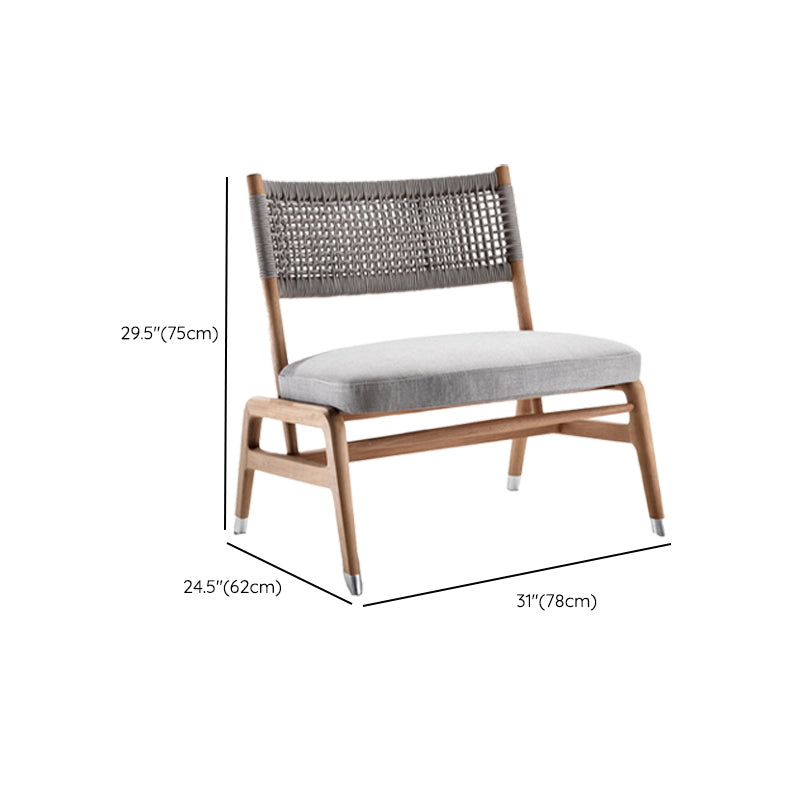 Modern Dining Side Chair Solid Wood Outdoor Bistro Chairs with Arm