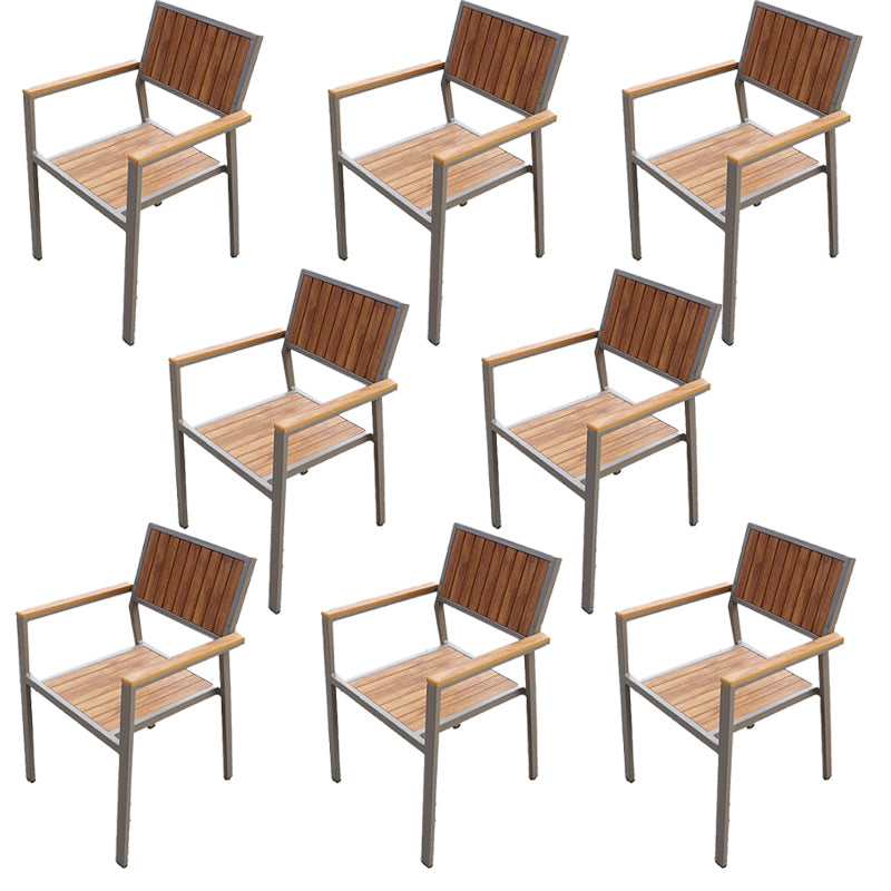 Modern Dining Side Chair Stacking Outdoor Bistro Chairs with Arm