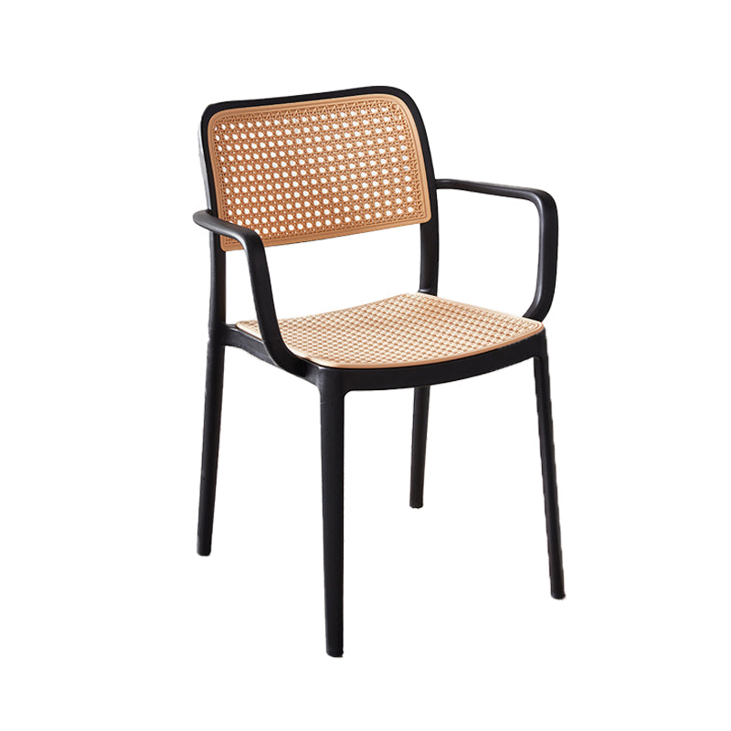 Tropical Dining Side Chair Plastic Outdoor Bistro Chairs with Arm