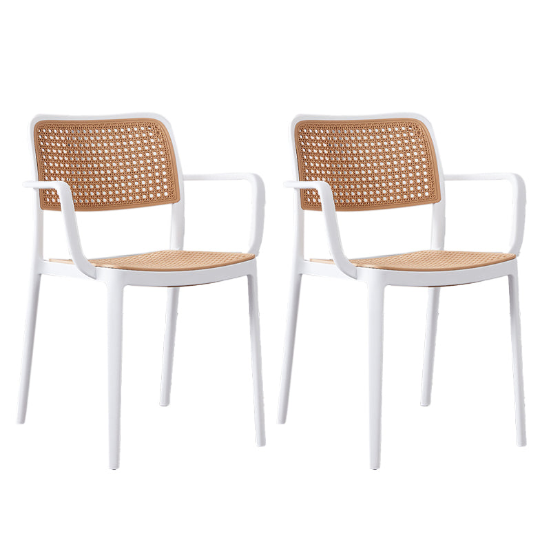 Tropical Dining Side Chair Plastic Outdoor Bistro Chairs with Arm