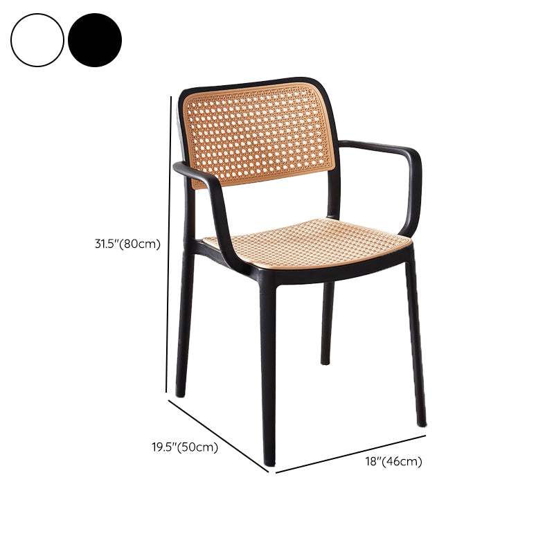 Tropical Dining Side Chair Plastic Outdoor Bistro Chairs with Arm