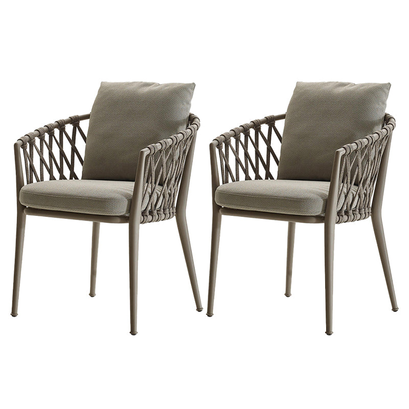 Modern Dining Side Chair Aluminum Outdoor Bistro Chairs with Arm