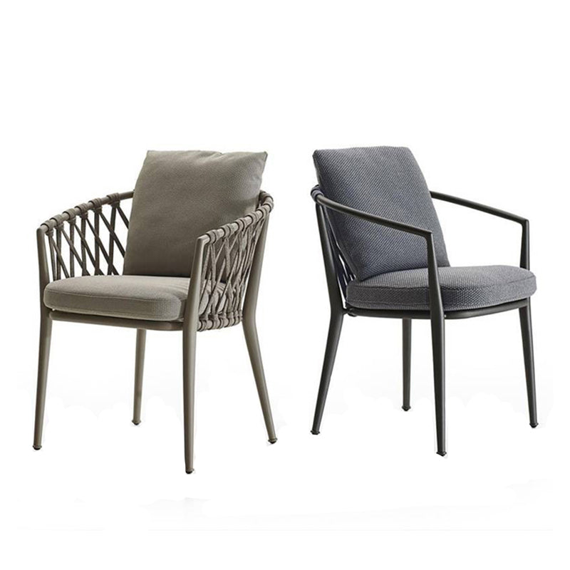 Modern Dining Side Chair Aluminum Outdoor Bistro Chairs with Arm