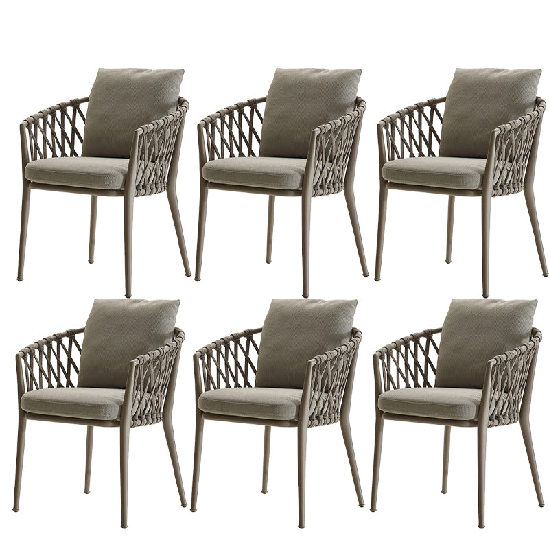 Modern Dining Side Chair Aluminum Outdoor Bistro Chairs with Arm