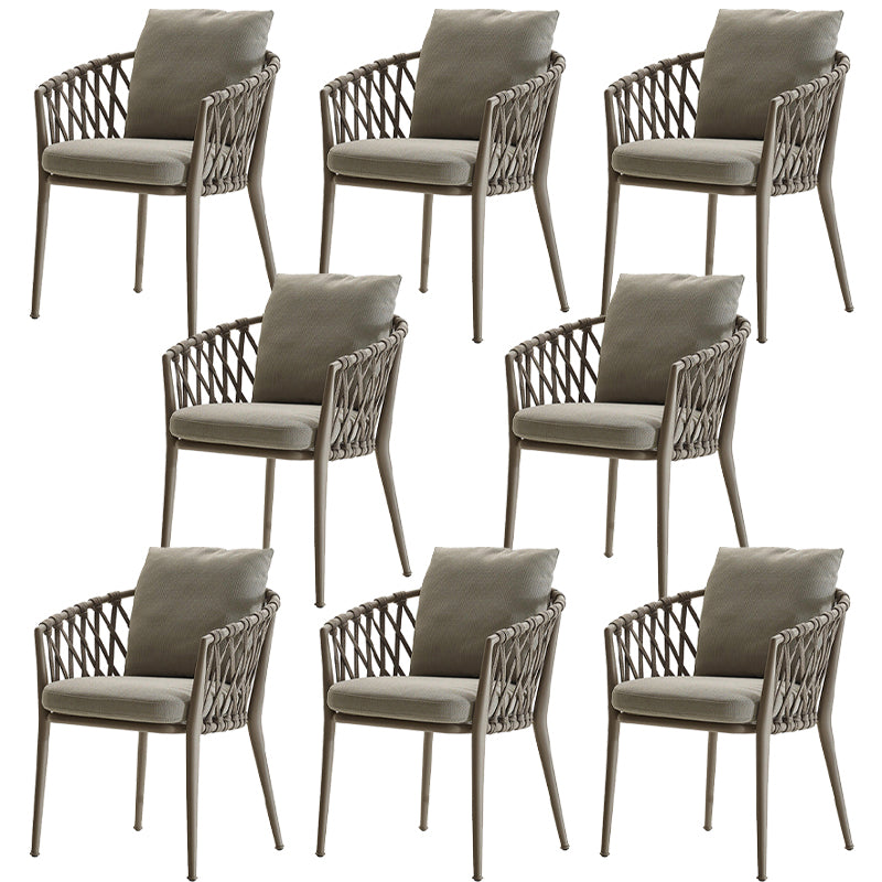 Modern Dining Side Chair Aluminum Outdoor Bistro Chairs with Arm