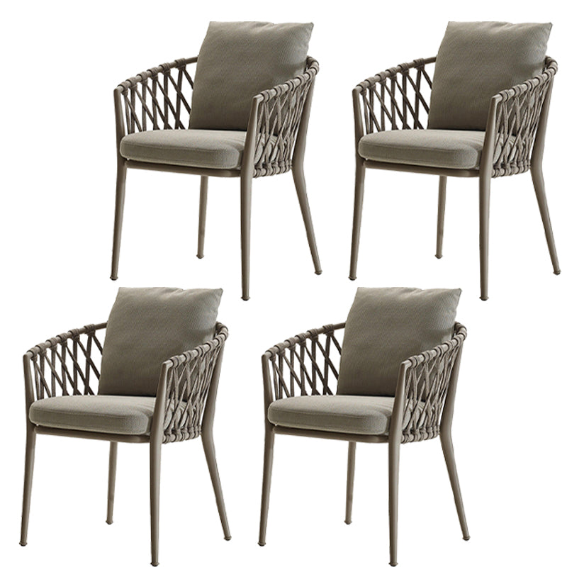 Modern Dining Side Chair Aluminum Outdoor Bistro Chairs with Arm