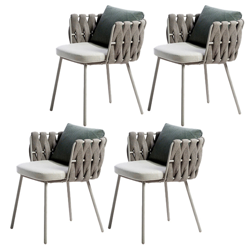 Modern Dining Side Chair Aluminum Outdoor Bistro Chairs with Arm