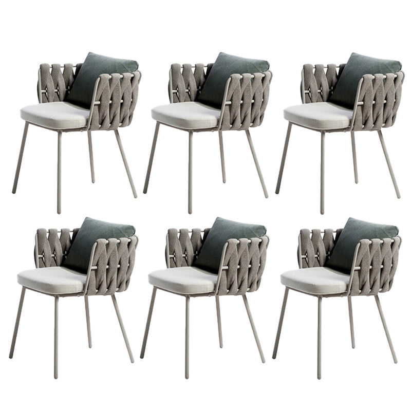 Modern Dining Side Chair Aluminum Outdoor Bistro Chairs with Arm