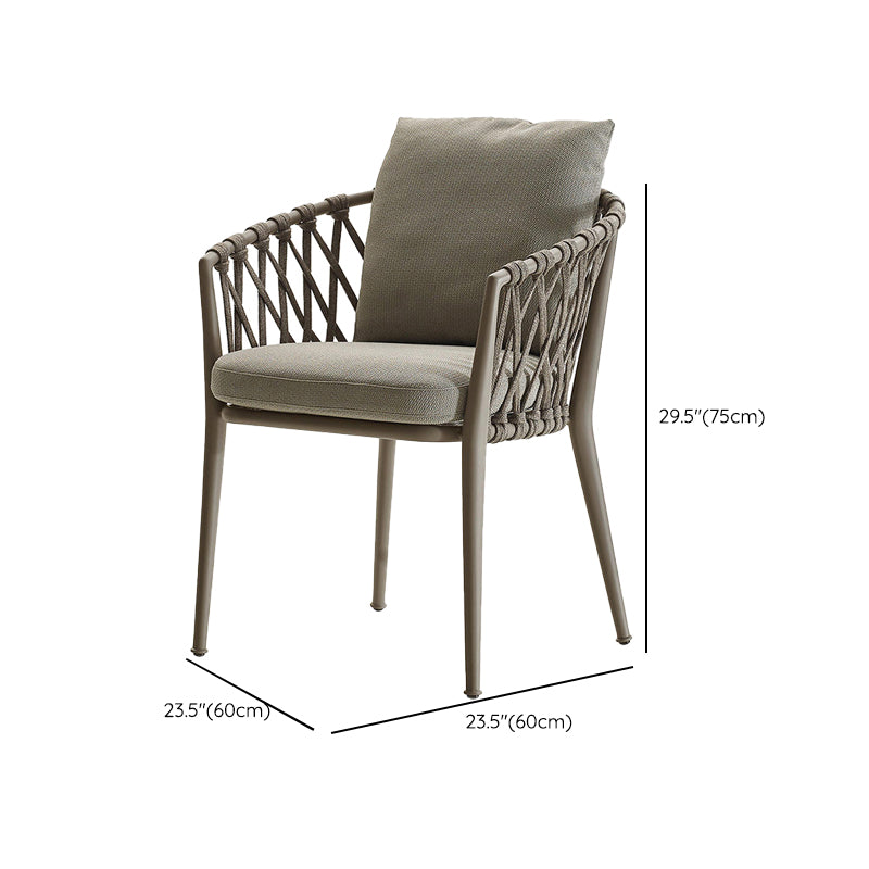 Modern Dining Side Chair Aluminum Outdoor Bistro Chairs with Arm