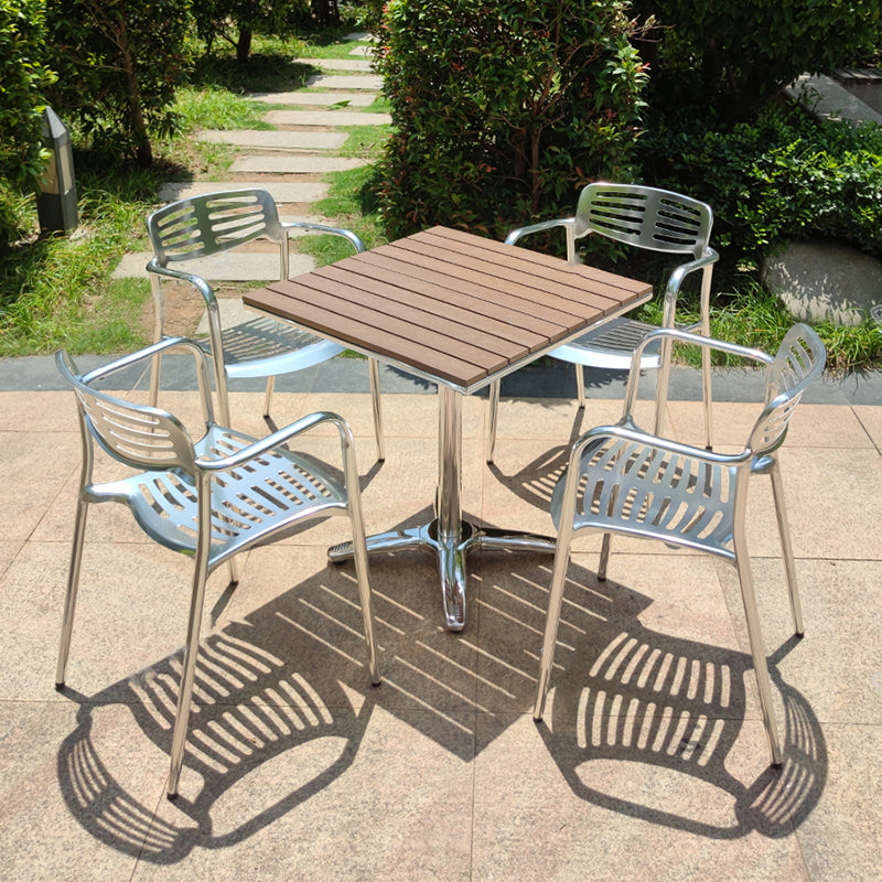 Silver Patio Dining Side Chair Aluminum Outdoor Bistro Chairs