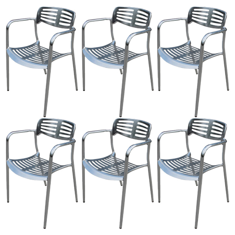 Silver Patio Dining Side Chair Aluminum Outdoor Bistro Chairs