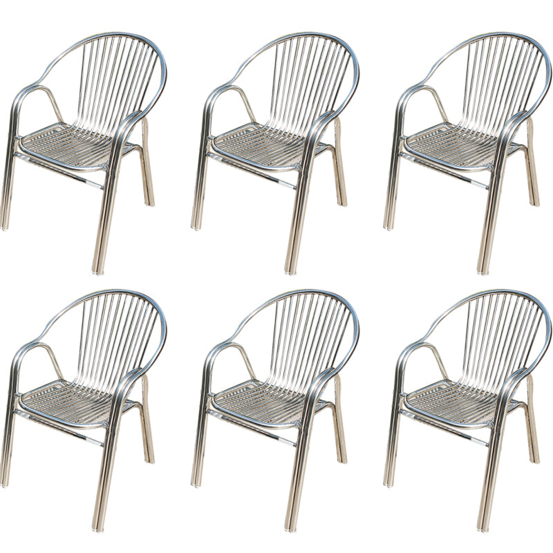 Silver Patio Dining Side Chair Aluminum Outdoor Bistro Chairs