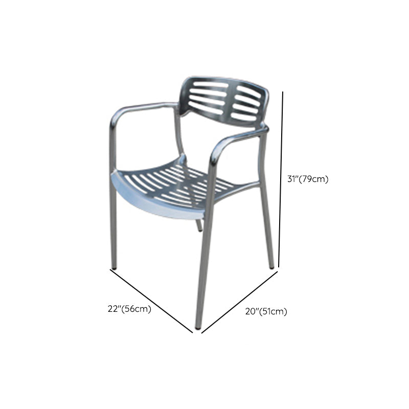 Silver Patio Dining Side Chair Aluminum Outdoor Bistro Chairs