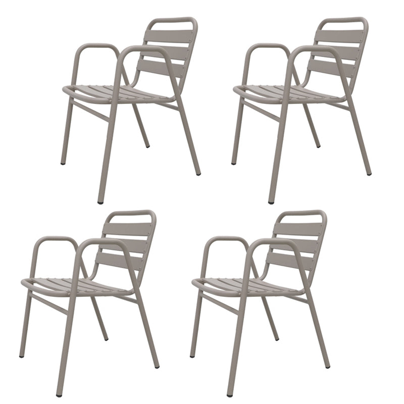 Modern Patio Dining Side Chair Aluminum Outdoor Bistro Chairs with Arm