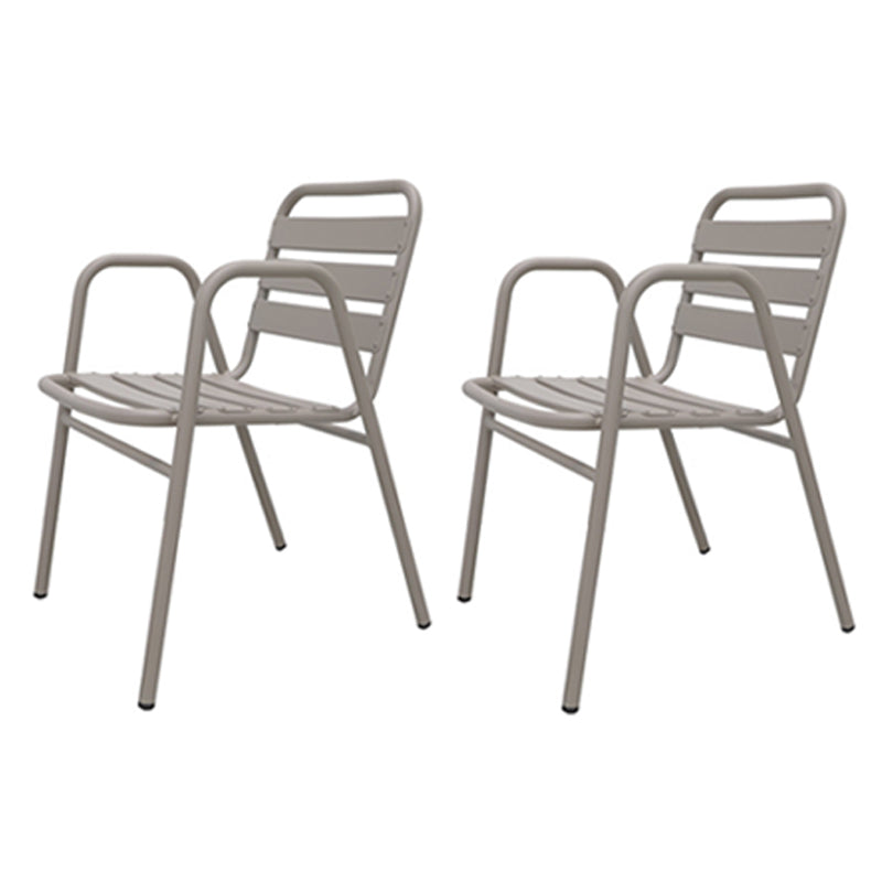 Modern Patio Dining Side Chair Aluminum Outdoor Bistro Chairs with Arm