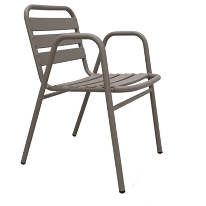 Modern Patio Dining Side Chair Aluminum Outdoor Bistro Chairs with Arm