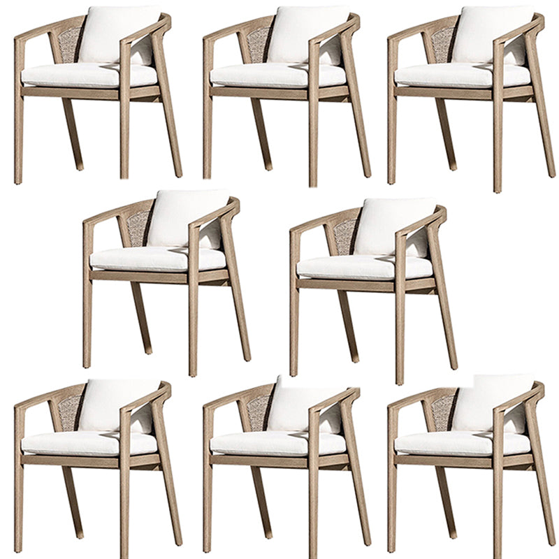 Modern Patio Dining Side Chair Wooden Outdoor Bistro Chairs with Arm