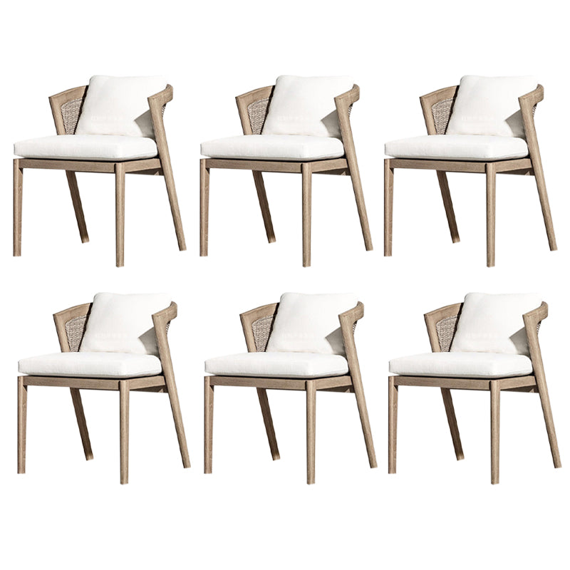 Modern Patio Dining Side Chair Wooden Outdoor Bistro Chairs with Arm