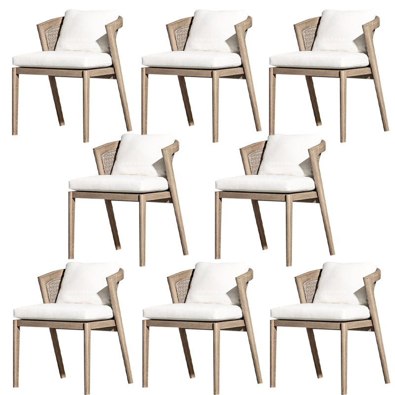 Modern Patio Dining Side Chair Wooden Outdoor Bistro Chairs with Arm