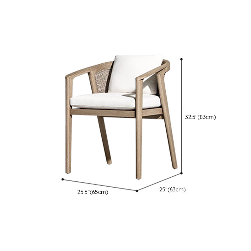 Modern Patio Dining Side Chair Wooden Outdoor Bistro Chairs with Arm