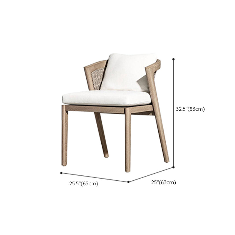 Modern Patio Dining Side Chair Wooden Outdoor Bistro Chairs with Arm