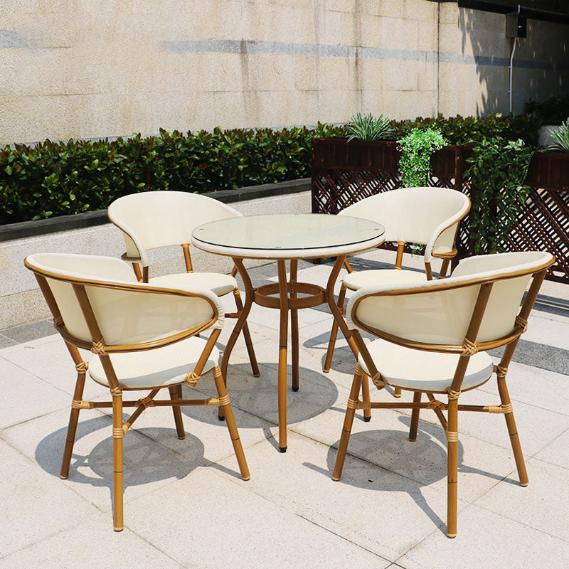 Modern Patio Dining Side Chair Metal Outdoor Bistro Chairs with Arm