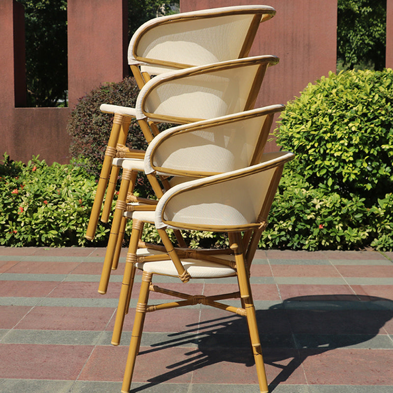 Modern Patio Dining Side Chair Metal Outdoor Bistro Chairs with Arm