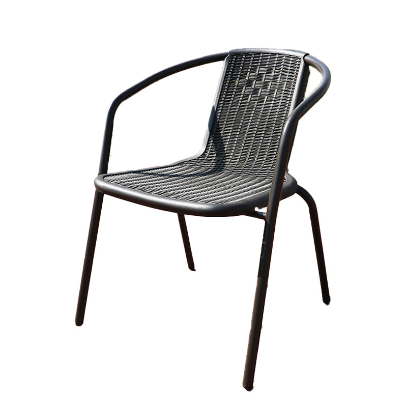 Modern Patio Dining Side Chair Teak Outdoor Bistro Chairs with Arm