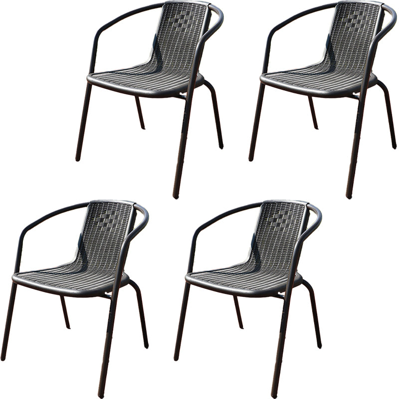 Modern Patio Dining Side Chair Teak Outdoor Bistro Chairs with Arm