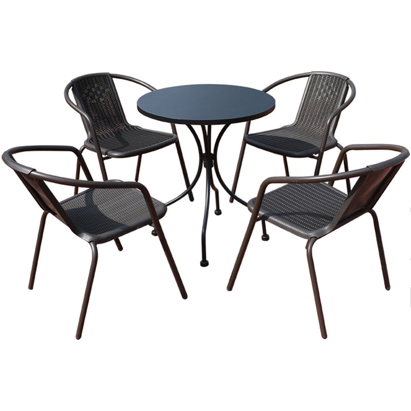 Modern Patio Dining Side Chair Teak Outdoor Bistro Chairs with Arm