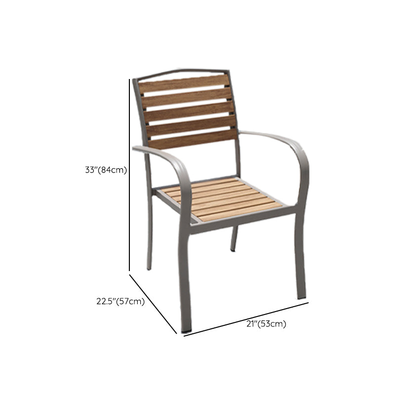 Modern Aluminum Dining Side Chair Wooden Silver Side Chair with Arm