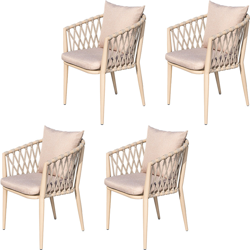 Modern Aluminum Dining Side Chair Metal Silver Side Chair with Arm